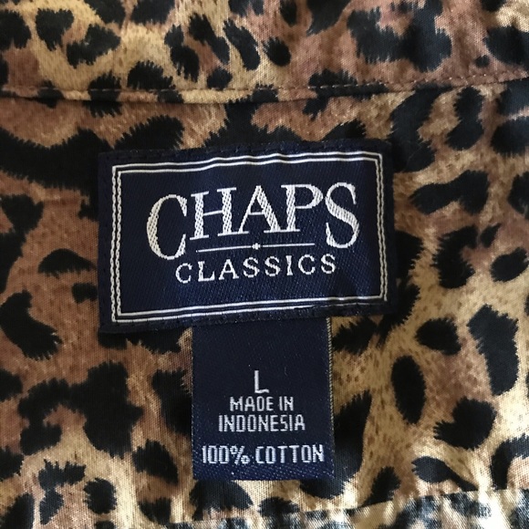 Chaps by Ralph Loren cheetah print button down - Picture 3 of 4